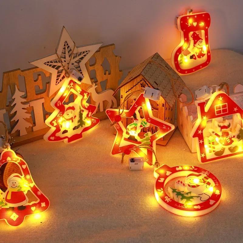 Christmas Tree Light String Window Lamp Hanging Ornament Santa Claus Decoration Lights Star Snowman Indoor Lights Tree Decor