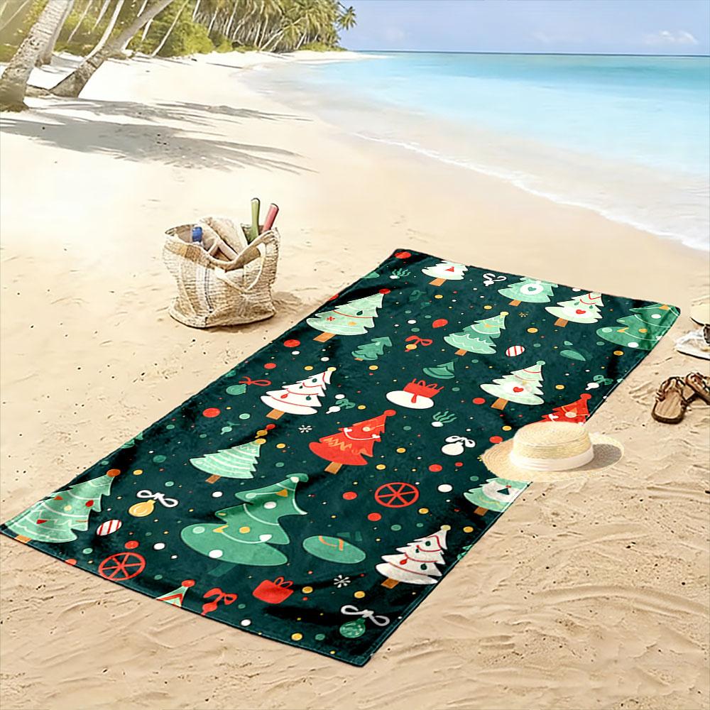 Festive forest magic Print beach towel, quick drying, suitable for travel, outdoor sports, jogging, the beach and swimming, gift