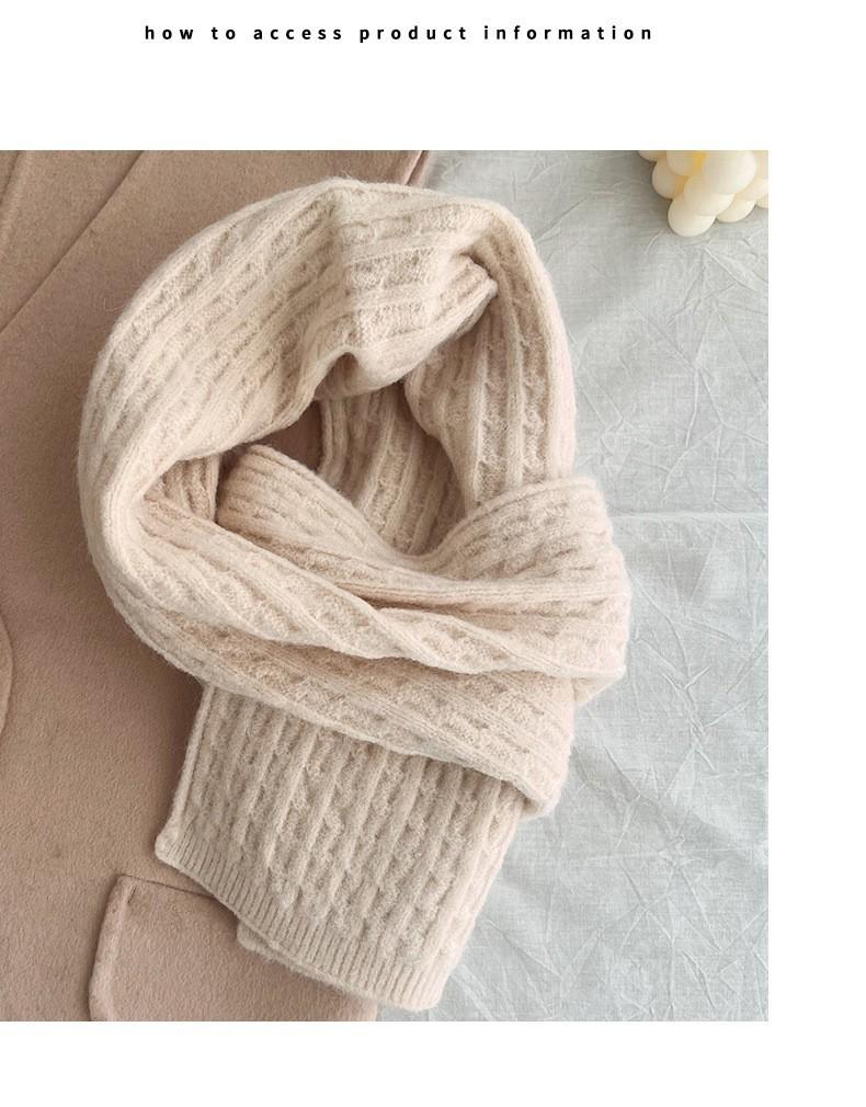 Korean version of solid color literary and artistic small twist scarf women's winter versatile simple wool imitation cashmere warm long small scarf