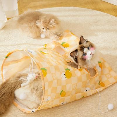 Katzen faltbares Tunnelspielzeug-Set | Selbstspiel mit höhlenartiger, bissfester Höhle, Knisterpapier & Mausball für den Innenbereich