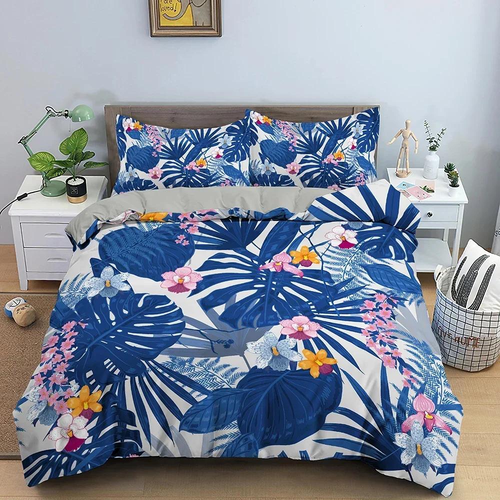 3D Tropical Plant Leaves Bedding Set Quilt Cover For Bedroom Luxury Duvet Cover Set With Pillowcase King Twin Bedclothes