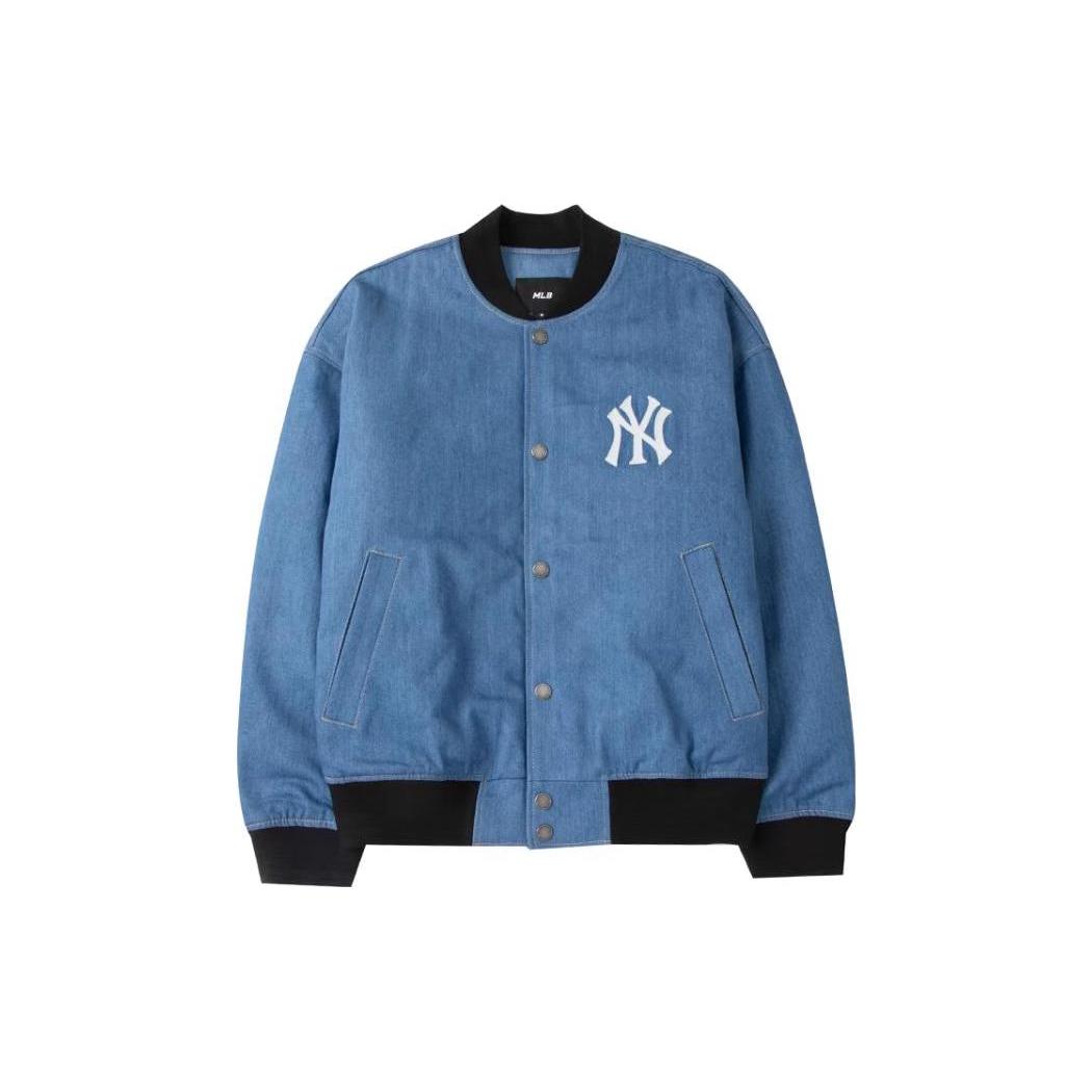 MLB New York Yankees Denim Jackets Unisex Blue Stand Collar Moderate Straight Fit 3ADKR0134-50INS XS