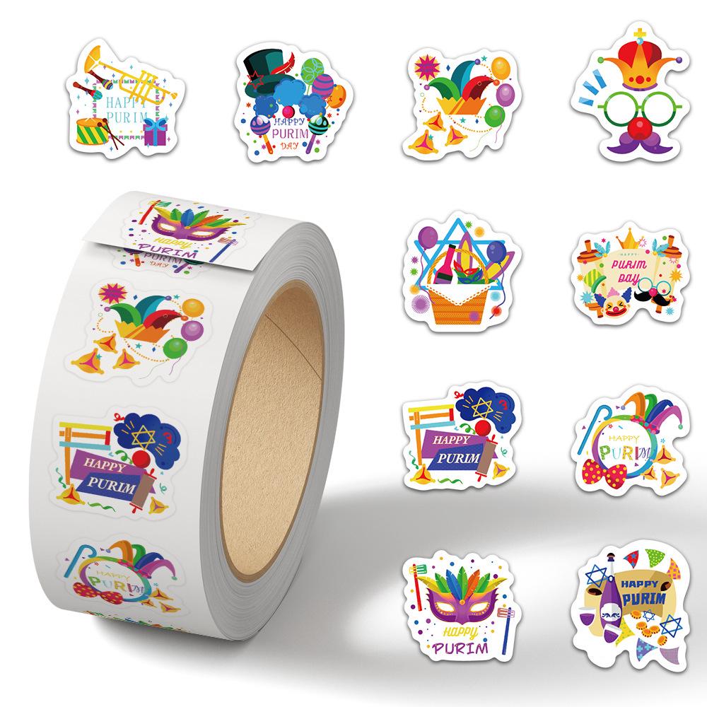 Cartoon Festival Gift Stickers - 500/Roll for Journals and Sealing