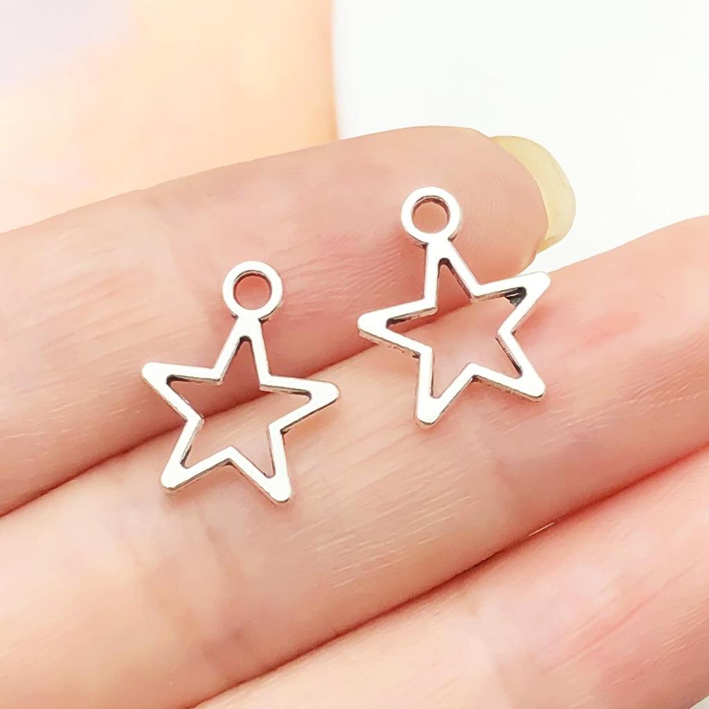 20-Piece Tibetan Silver Star & Moon Pendant Set for DIY Jewelry