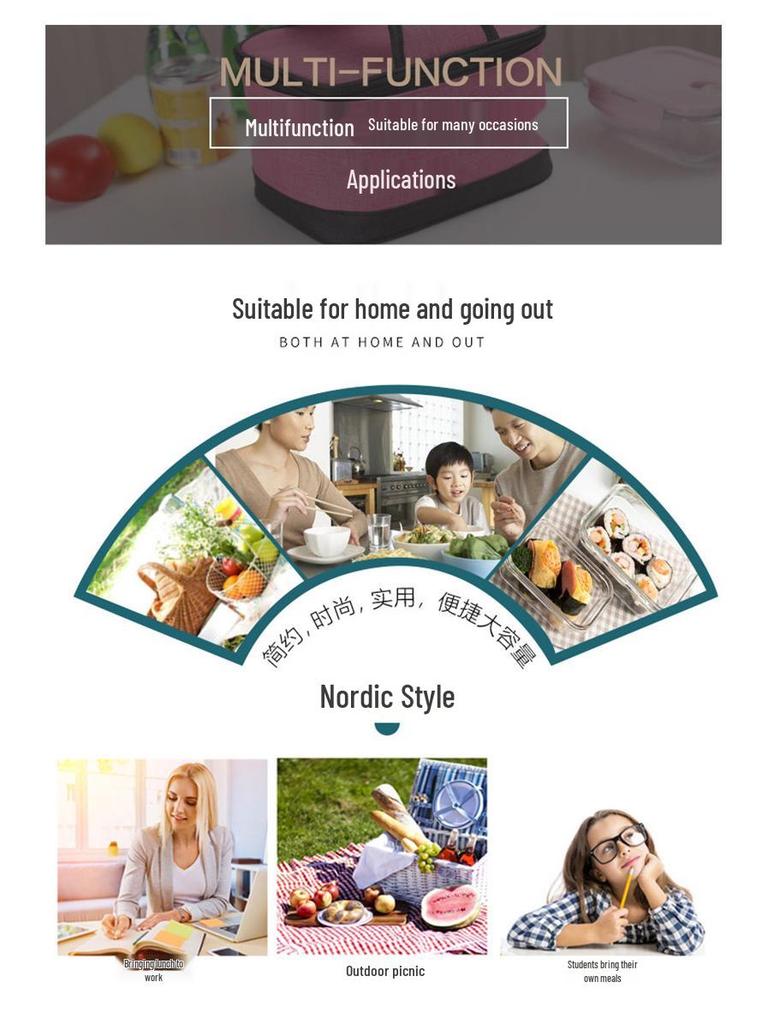 Cationic Insulated Large Capacity Lunch Handbag