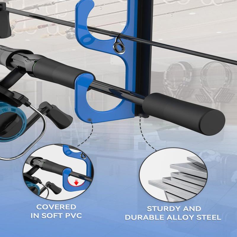 Wall-Mounted 5-Piece Fishing Rod Holder for Garage Storage