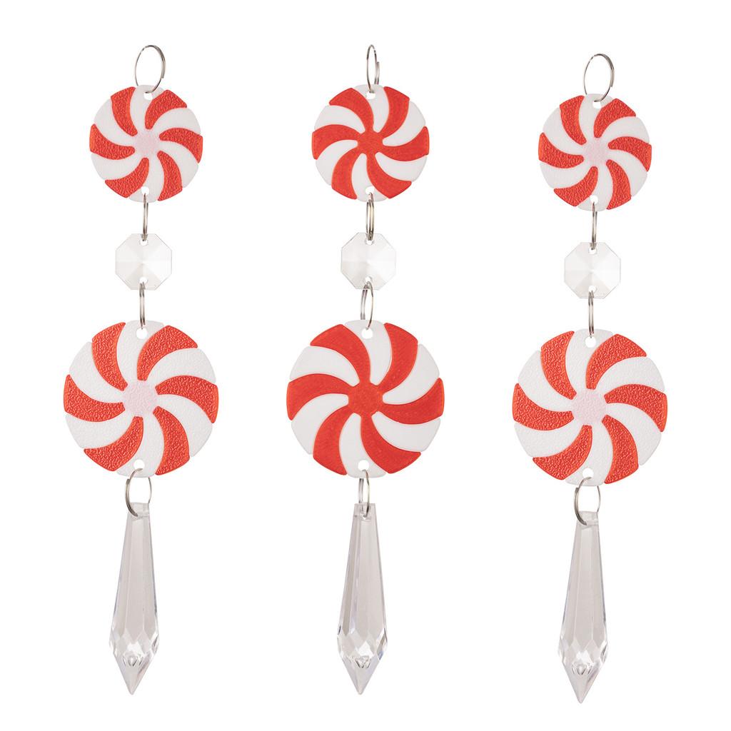 

Festive 3pcs Red And White Candy Cone Ornaments For Christmas Decorations Tree