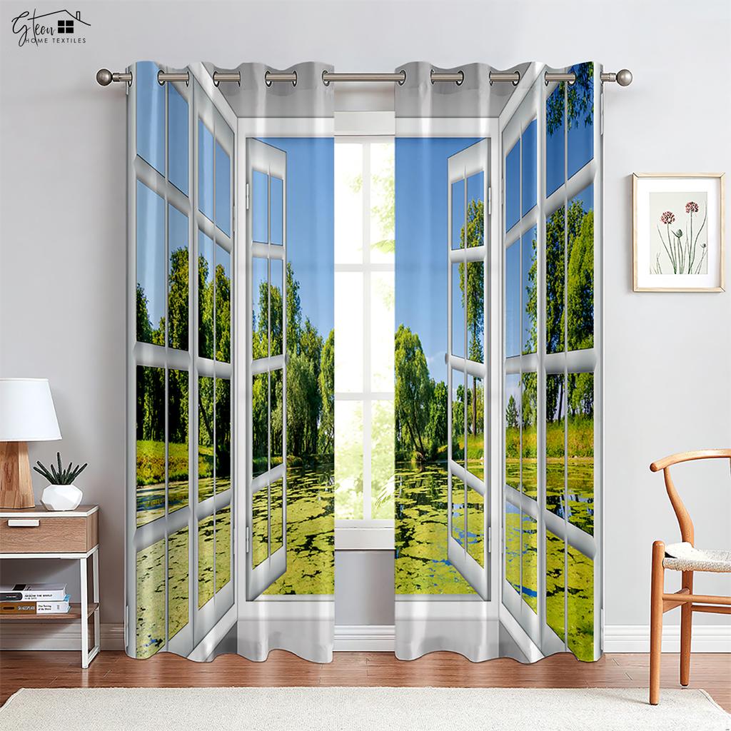 3D Printed Curtains For Seaside Sky Mediterranean Style Curtains Suitable For Bedroom Living Room Guest Room Decorative Curtains