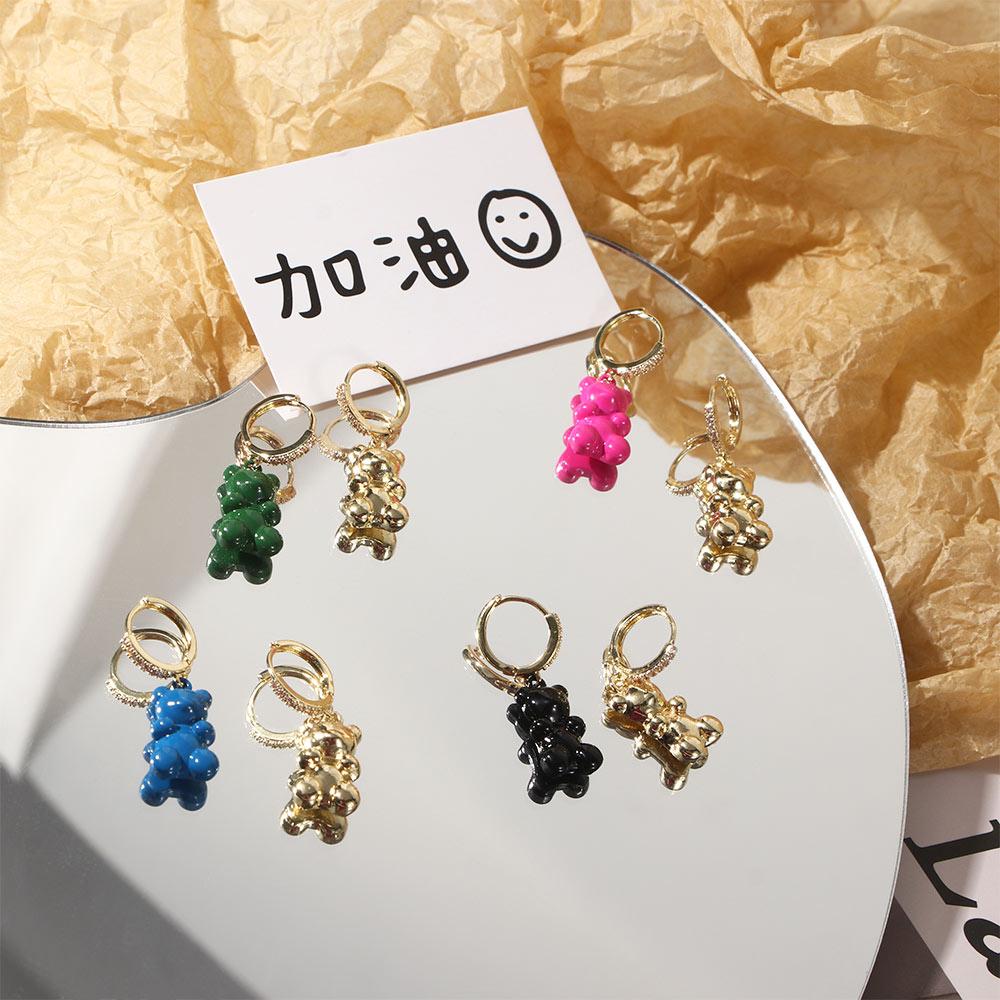 

Party Bear Pendant Zinc Zinc Alloy Ear Buckle Women Jewelry Cartoon Dangle Earrings Korean Fashion Earrings