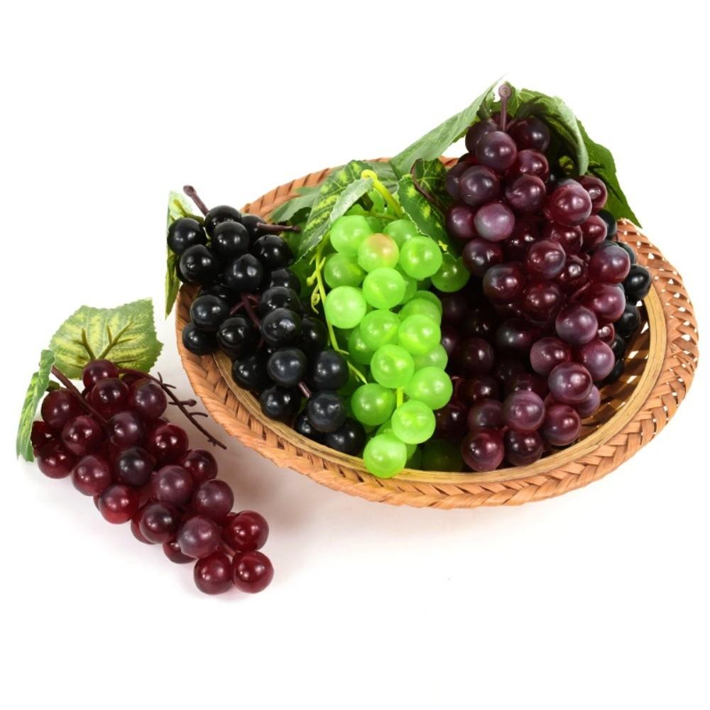 Realistic Artificial Grapes Bunches Decorative Simulation Fake Grape Bundles Green Grass Artificial Faux Fruits Table Decoration