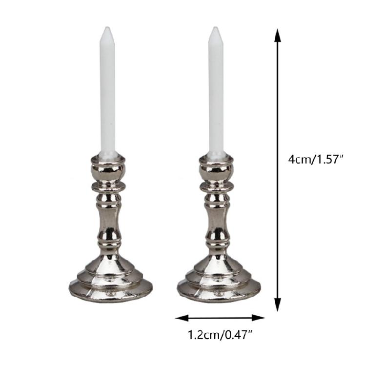 2Pcs Dollhouse Miniature Candlesticks Handheld Candlestick Holder Dollhouse
