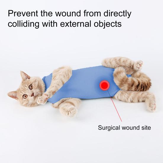 Cat Recovery Suit Breathable Kitten Onesie Bodysuit for Cats After Surgery Spay Abdominal Wounds Skin Diseases