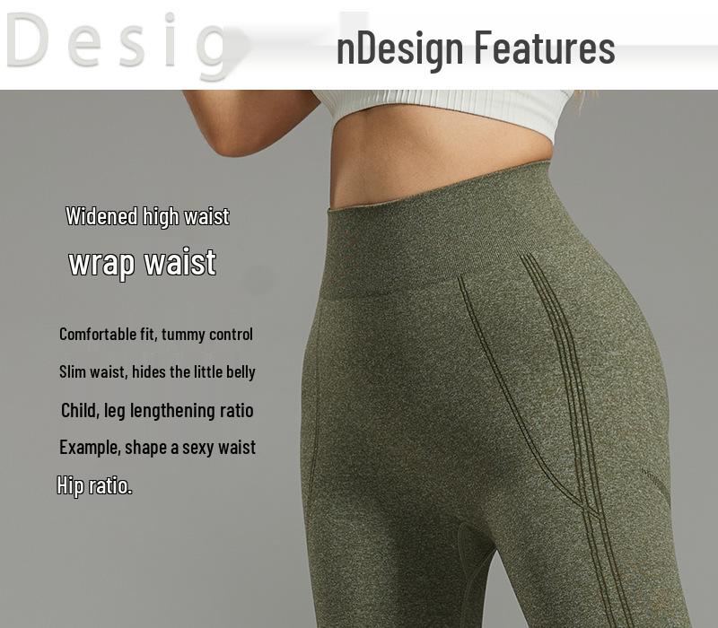 Seamless High-Waist Yoga Pants Elastic Hip-Lifting Outdoor Autumn Winter Fitness Tights Women