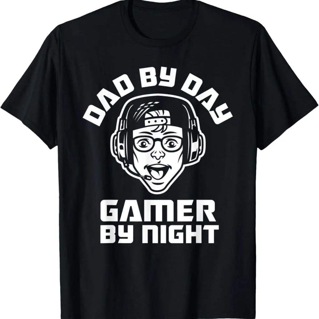 Mens Dad By Day Gamer By Night Funny Gaming Gift T-Shirt