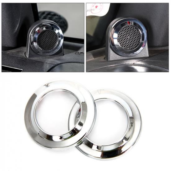 Car A-Pillar Speaker Trim Cover Decor Ring For Jeep Wrangler JK 2008-2014 Chrome