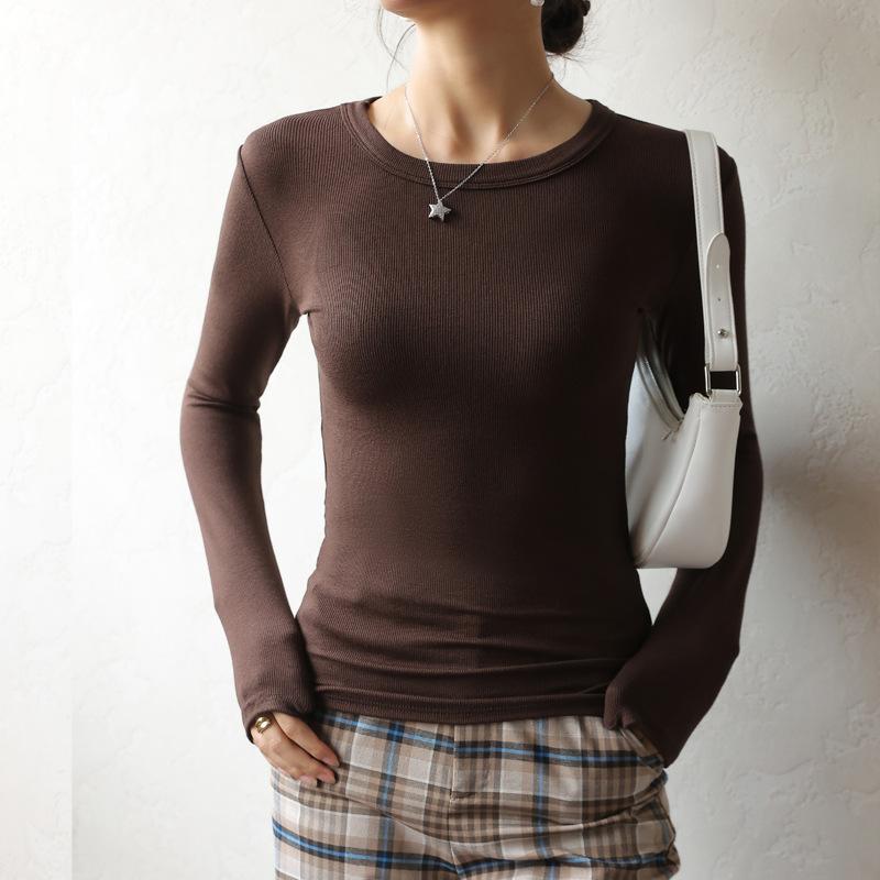 Women's Autumn and Winter Round Neck Bottom Slim Long Sleeve Top