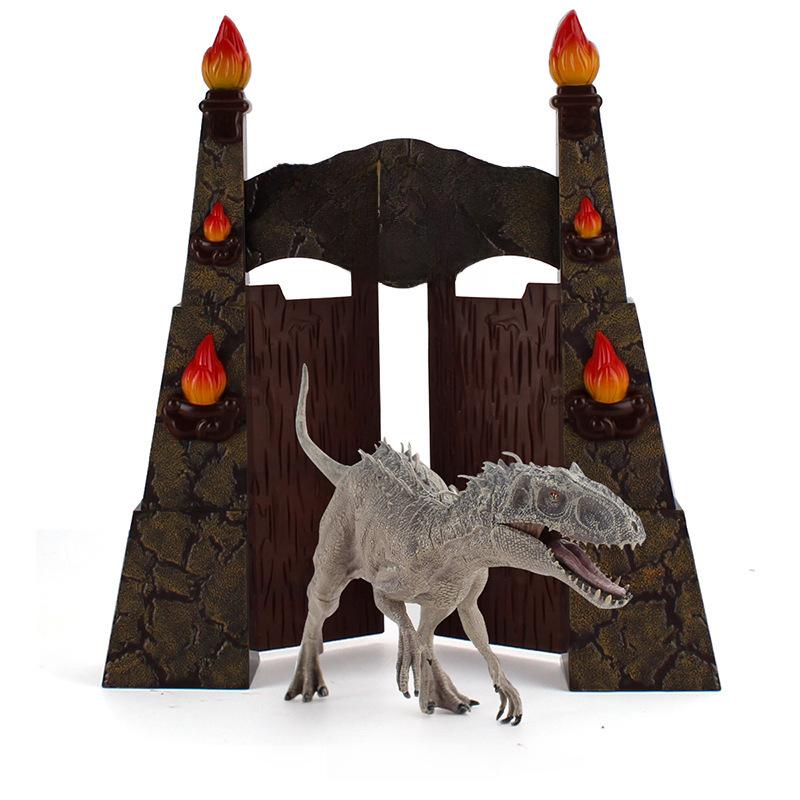 Jurassic Simulation Farm Scene Dinosaur Model Sand Table Toy Set with Fence and Gate