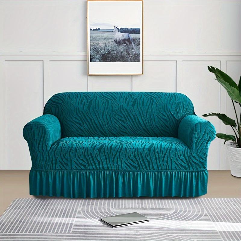 1 Piece Sea Wave Skirt Stretch Sofa Cover, Non-Slip All-Inclusive Dust Cover, Bedroom Living Room Home Decoration