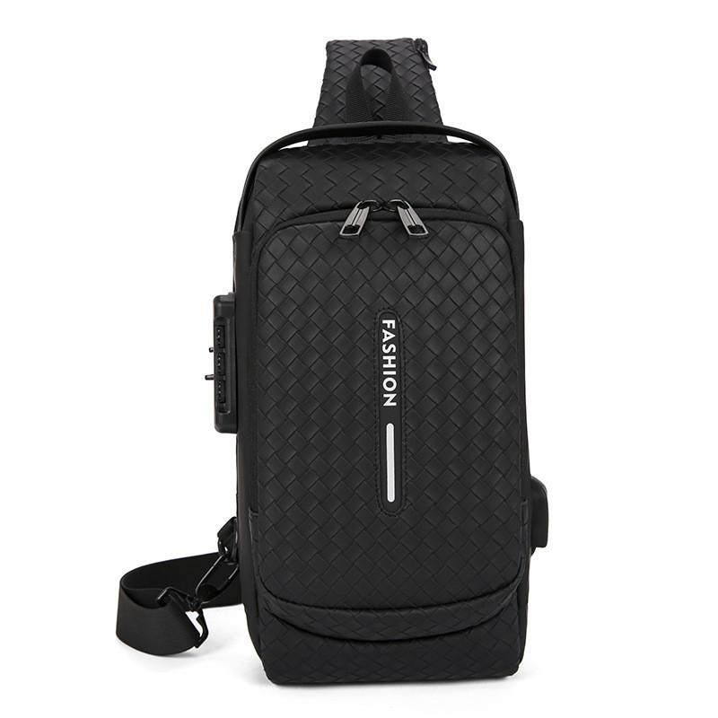 Trendy Cross-border Style Men s Chest Bag With Anti-theft Password Lock Black