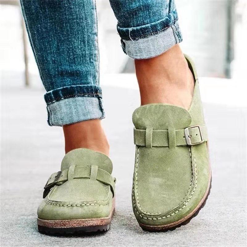 Schuhe Damen Retro Schuhe Slip-On Mules Damen Komfort Flats Damen Übergröße 43 Lässig Sommer Flache Clogs Hausschuhe Zapatos Mujer