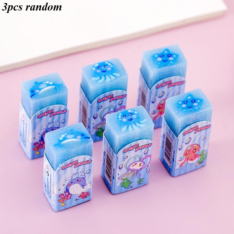 3pcs Cute Kawaii Creative Sport Ball Eraser Rubber Stationery School Supply Novelty Lovely Eraser Korean Stationery