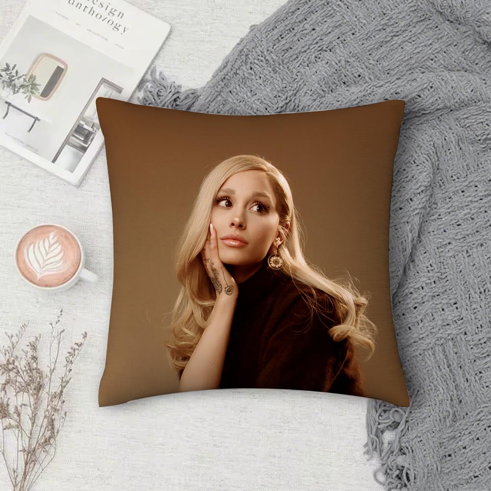 Singer A-Ariana G-Grande Hot Album Pillow Case Square Double-Sided Printing Short Plush Sofa Cushion Cover Bedroom  Pillow