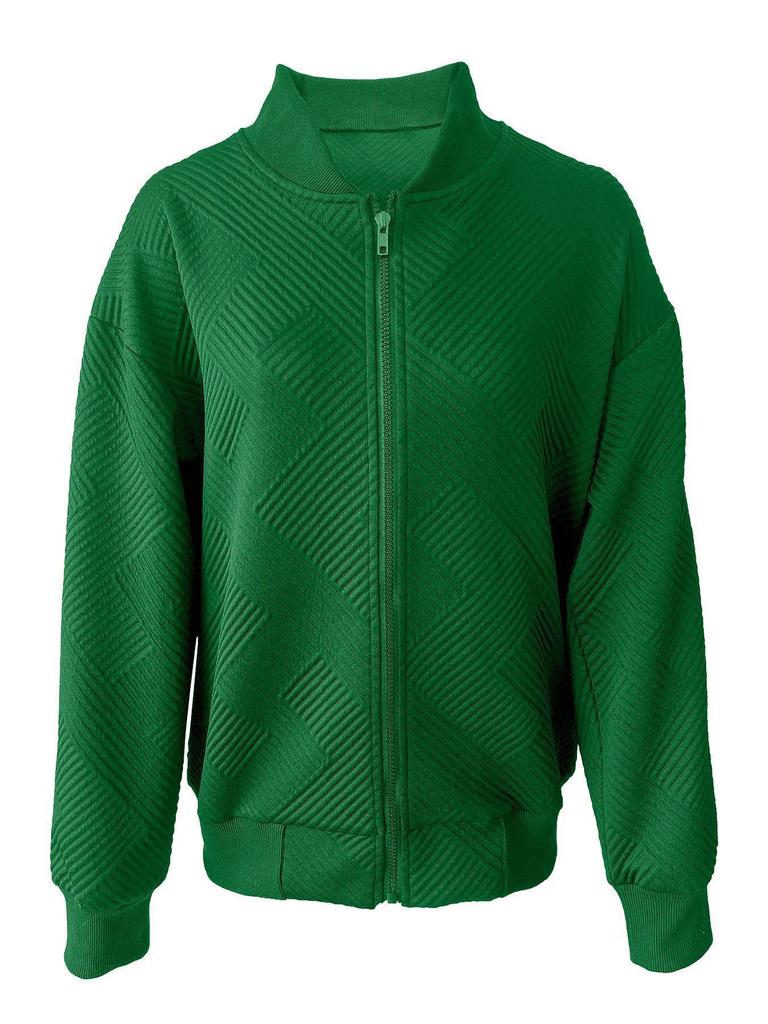 2025 Damen Frühling/Herbst Gestrickter Langarm-Cardigan mit Reißverschluss-Detail und einfarbigem Design.