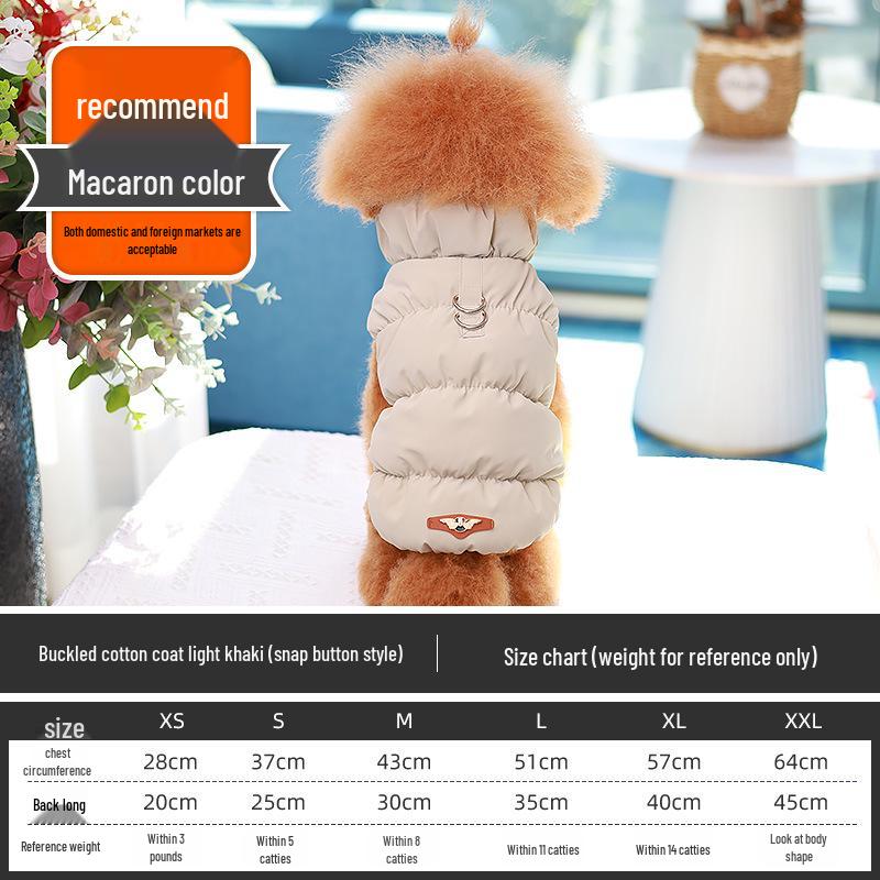 

Теплый зимний жилет для собаки с пряжкой - Хлопковое пальто для щенков XS