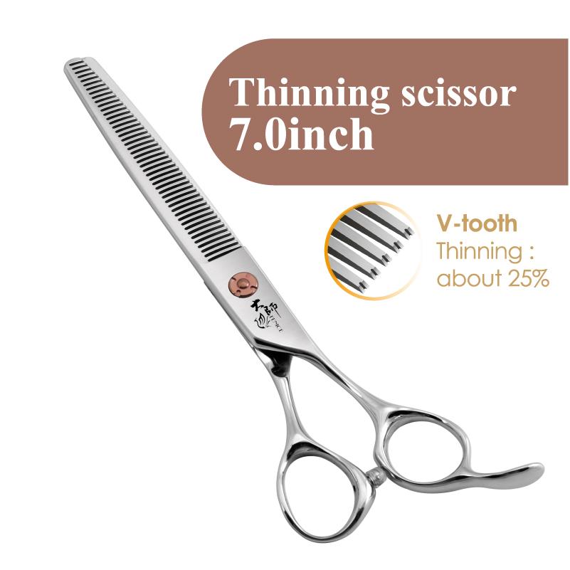 Fenice Japanese Steel 7 Inch Professional Pet Dogs Grooming Scissors Kit Straight&Curved &Thinner&Chunker&Fluffy Shear Scissors