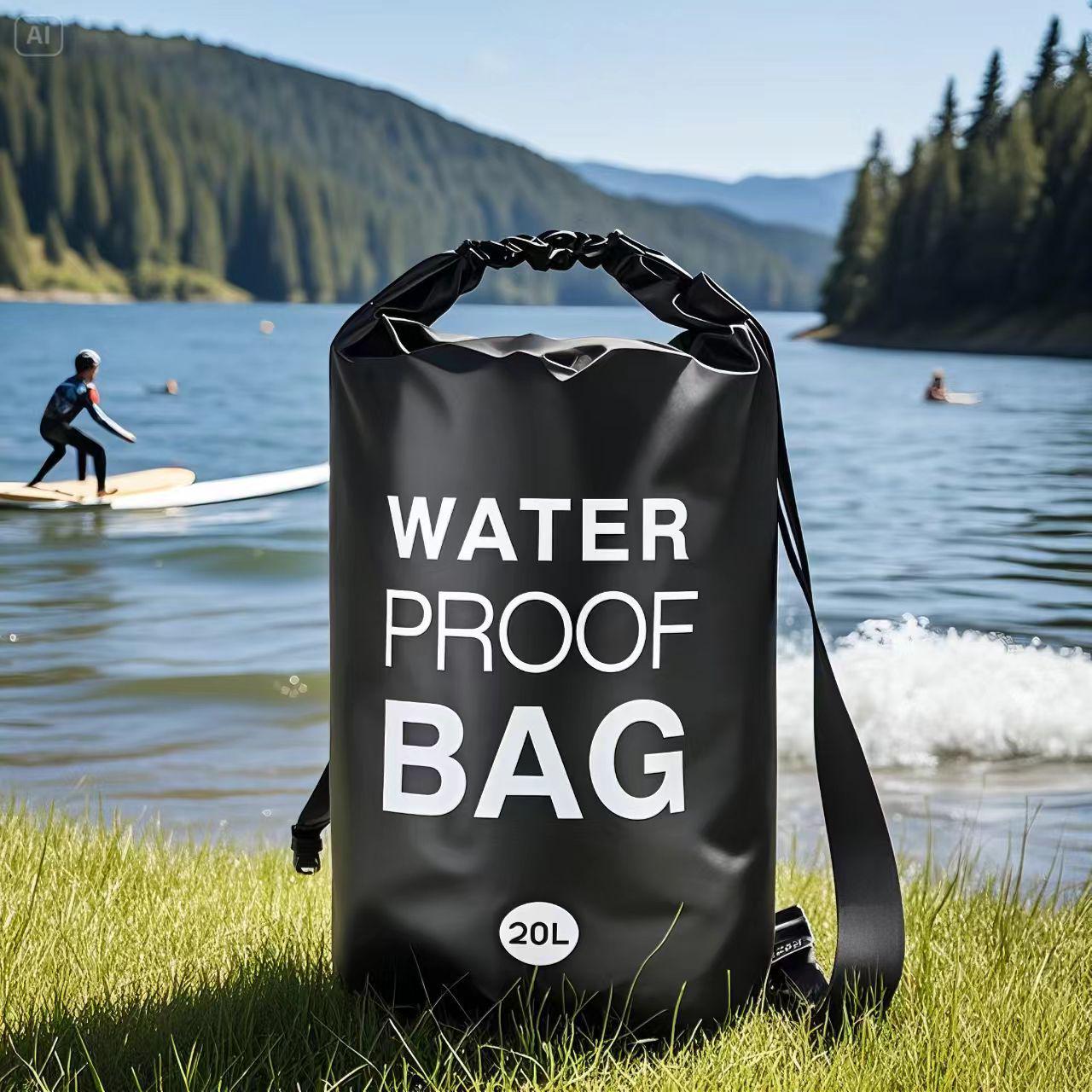 

Водонепроникний рюкзак великої місткості для подорожей на природі, кемпінгу, рафтингу та пляжного відпочинку 2L No Shoulder Strap чорний