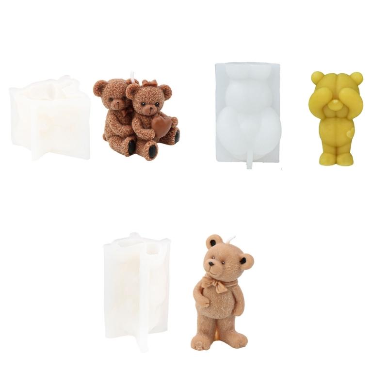 3D Eyecover Bear Shape Candle Silicone Mold for DIY Hand-made Candle Ornaments Mould Handicrafts Making Tool Baking Mold