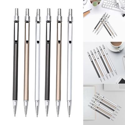 6-teiliger Druckbleistift aus Metall, zum Zeichnen, automatischer Bleistift, Zimmermanns-Druckbleistift für Schüler, zum Schreiben, Skizzieren, Zeichnen