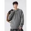 520g Men's Retro Henley Collar Heavyweight Sweater - Old Money Style, Casual Knit Hoodie, Plus Size, Autumn/Winter Wear