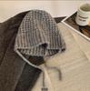 Big head circumference wool hat women's autumn and winter loose warm pile cold hat big face small knitted ear hat
