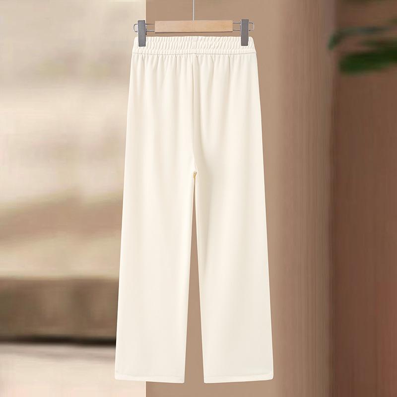 High-Waisted Tencel Pants for Middle-Aged and Elderly Women - Loose Fit, Slimming, Elastic Waistband, Casual Straight-Leg.