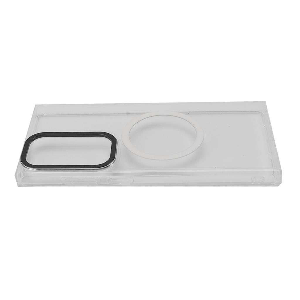 Mobile Phone Case for S23 Ultra Magnet Suction Transparent Phone Protective Shell with Metal Camera Ring