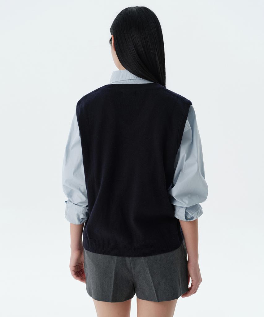 MUSINSA STANDARD WOMAN Women'S Lambswool Knit Vest [Navy]