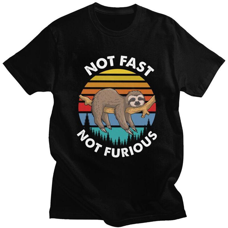 Custom Classic Retro Sunset Lazy Sloth T Shirt Men ShortSleeve Tshirt Casual Tee Oversized Tshirts Gift