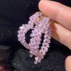 Pink Love Earrings Front and Rear Dual-purpose Integrated Super Flash Fairy Temperament Elegant Girl Heart Flow Su Leaf Earrings