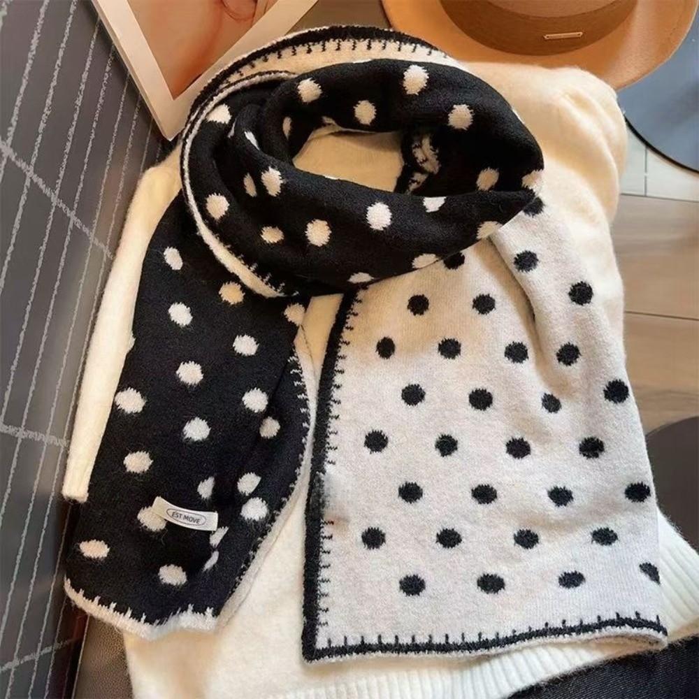 Dot Pattern Knitted Scarf Korean Style Polka Dot Scarf Fashion Women's Scarf Winter