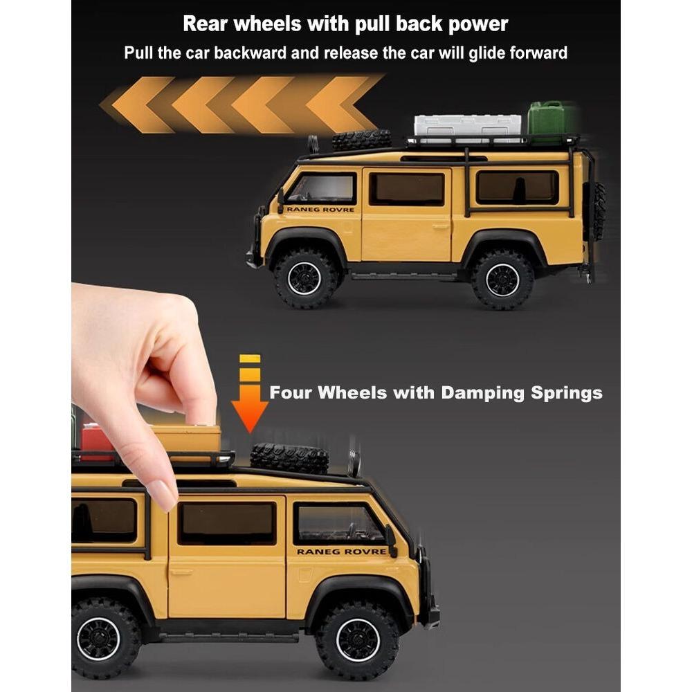 1/32 Odlewany Pojazd dla Land Rover Defender Furgon Model Samochodu Zabawka Dźwięk Światło Zabawka
