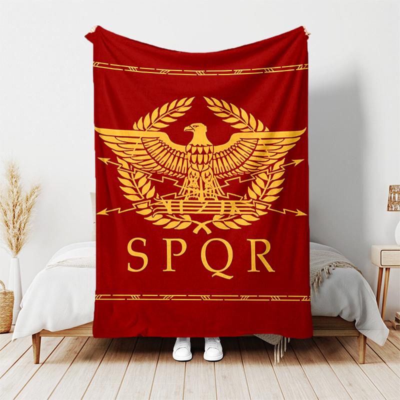 1pc Blanket SPQR Roman Eagle Print Design, Lightweight Blanket for Sofa, Bed- Soft &Warm, Gift for All Seasons Like Christmas, Halloween