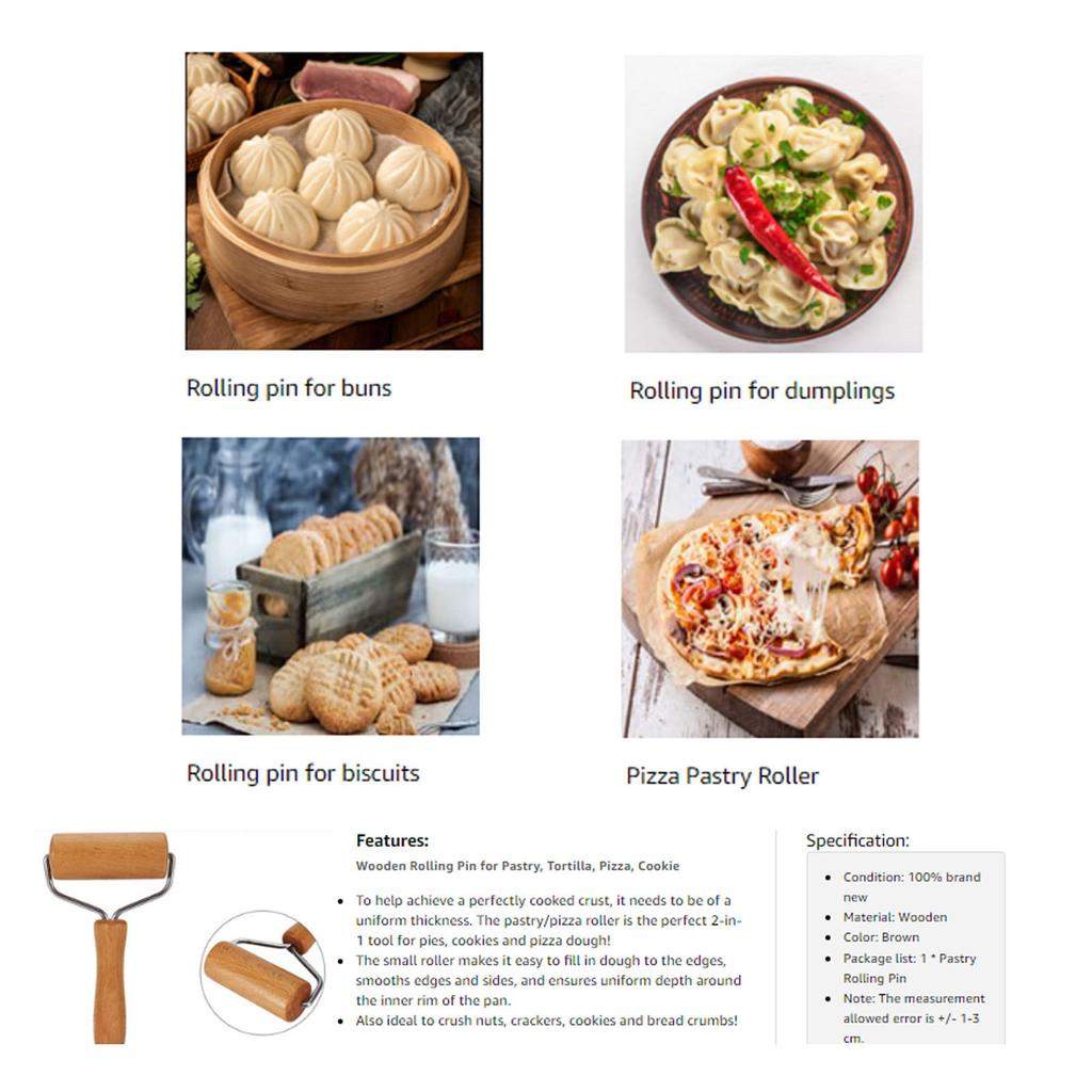 Small Dough Baker Roller Small Wooden Rolling Pin Non Stick for Pizza Baking Home Kitchen Utensils Pizza Roller