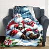 1pc Santa Claus, Polar Bear Blanket Lightweight Flannel Throw for Sofa Bed Travel Camping Livingroom Office Couch Chair