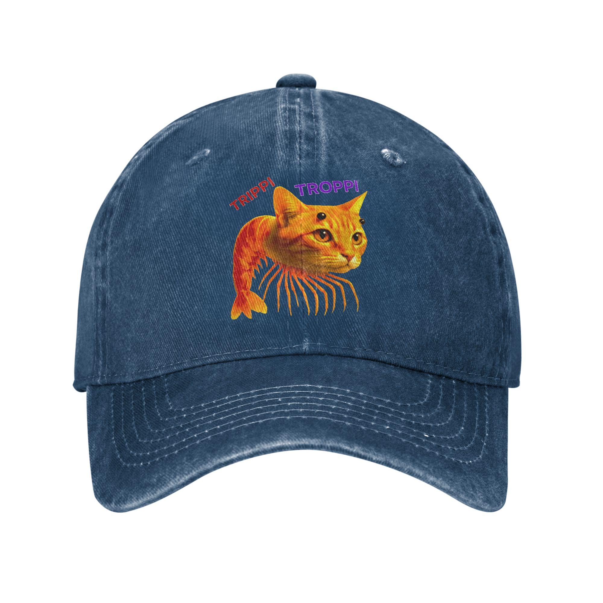 

Trippi Troppi Cat Casual Baseball Cap Spring Trucker Hat Sunscreen Outdoor Sports Hip Hop Hats Female Male Baseball Caps One Size темно-синього кольору