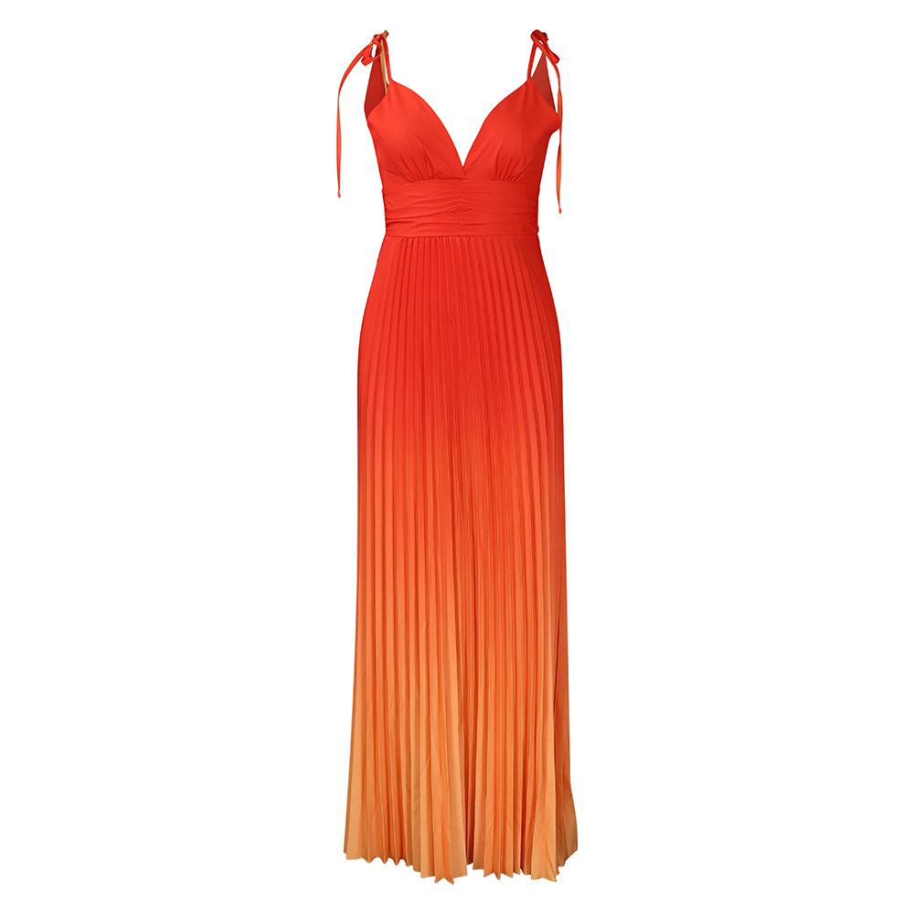 Sexy Summer Gradient Strappy Backless Dress L оранжевый