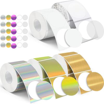 Etiquetas Adhesivas Térmicas Circulares de 2 Pulgadas Láser/Transparentes Autoadhesivas Redondas Térmicas Directas