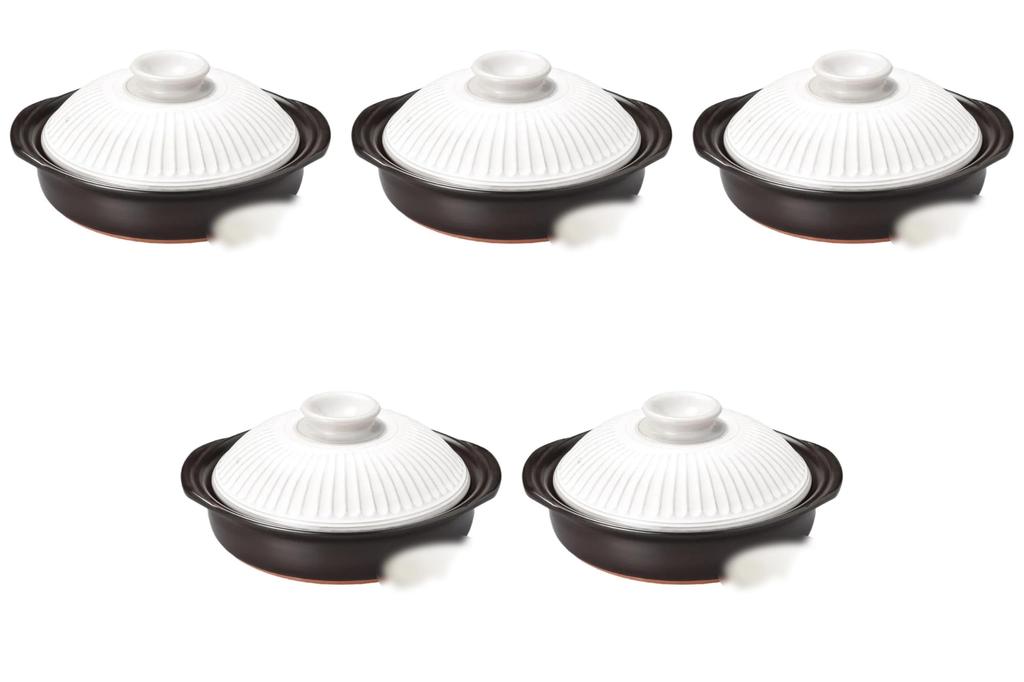 Set of 5 Chrysanthemum 6 Pots x 19 x 11 Banko Ware Earthenware Direct Fire Setomonohonpo Powder-Dried No. [21 cm] Pots, (Pot Only),