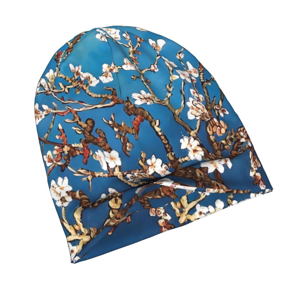 ZLIENSZUS Van Gogh Almond Blossoms Beanie Hat - Iconic Adult Suitable for Layered Outfits, Coffee Walks & Creative Spaces, Artistic Accessory for Laye