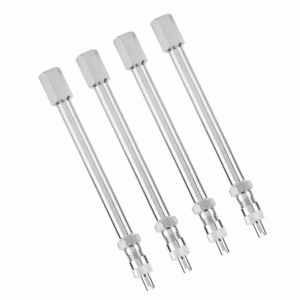 4Pcs 100mm Chrome Tyre Valve Extension Rod Wheel Adapter Car Truck Lorry